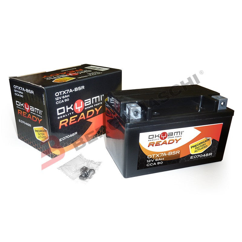 BATTERIA AGM GEL OKYAMI OTX7A-BSR SIGILLATA YTX7A 12V 6 Ah PER MOTO SCOOTER