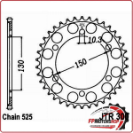 CORONA TRASMISSIONE PER MOTO JT 300 Z49 JTR300.49 49 DENTI 525
