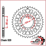 CORONA TRASMISSIONE PER MOTO ALLUMINIO JTA 478 Z44 JTA478.44 44 DENTI PASSO 520