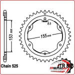 CORONA TRASMISSIONE PER MOTO JT 893 Z38 ZBK NERO JTR893.38ZBK 38 DENTI PASSO 525