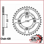 CORONA TRASMISSIONE PER MOTO JT 1204 Z50 ZBK NERO JTR1204.50ZBK 50 DENTI HONDA