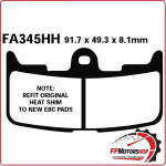 PASTIGLIE FRENO PER MOTO BUELL XB9R XB9S 02>10 EBC FA345HH SINTERIZZATA