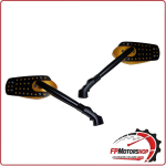 COPPIA SPECCHI SPECCHIETTI UNIVERSALI PER MOTO SCOOTER BKR ORO BRACCIO NERO