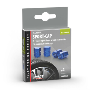 Sport-Cap Hexagonal, set 4 tappi coprivalvola - Blu
