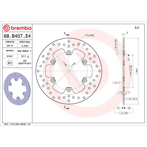 DISCO FRENO BREMBO SERIE ORO