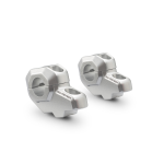 Riser manubrio inclinati Ã˜ 22 mm A=30 mm. Posa a 21 mm. Argento.
