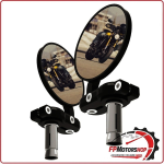 COPPIA SPECCHIETTI BAR END OXFORD 22MM NERO DA MANUBRIO PER MOTO CAFE RACER